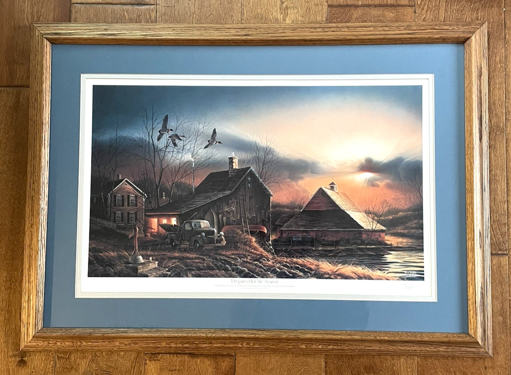 Terry Redlin Signed “Prepared For The Season” 1986 Print Framed 34”